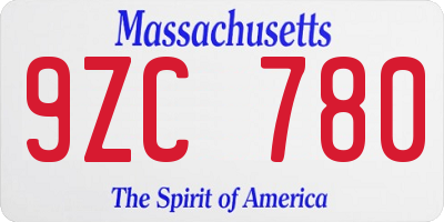 MA license plate 9ZC780
