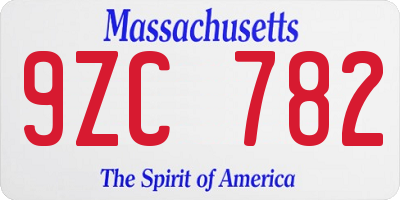 MA license plate 9ZC782