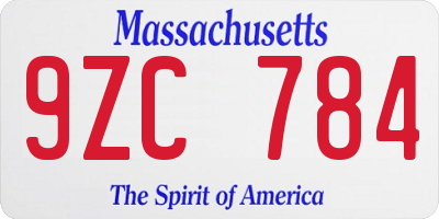 MA license plate 9ZC784