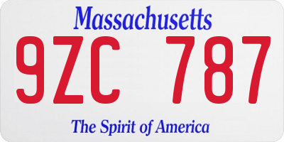 MA license plate 9ZC787