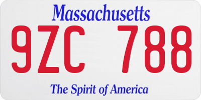 MA license plate 9ZC788