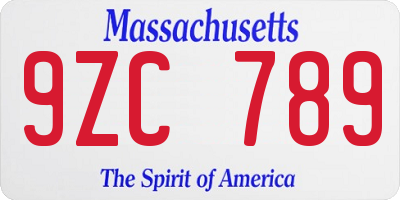 MA license plate 9ZC789