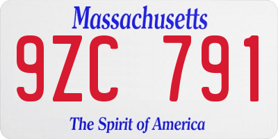 MA license plate 9ZC791