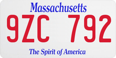 MA license plate 9ZC792