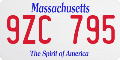 MA license plate 9ZC795