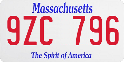 MA license plate 9ZC796