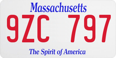 MA license plate 9ZC797