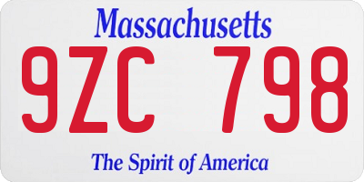 MA license plate 9ZC798
