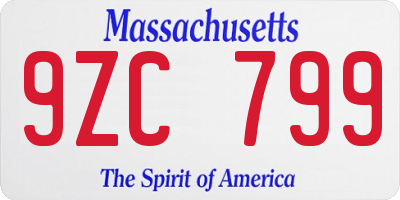 MA license plate 9ZC799