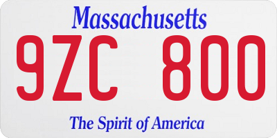 MA license plate 9ZC800