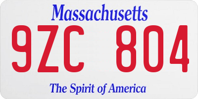 MA license plate 9ZC804