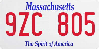 MA license plate 9ZC805