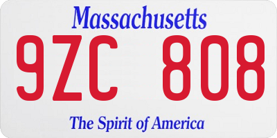MA license plate 9ZC808