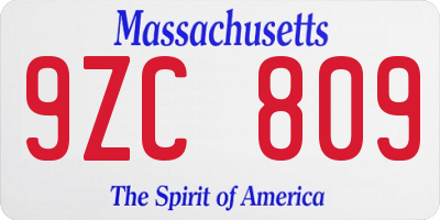 MA license plate 9ZC809