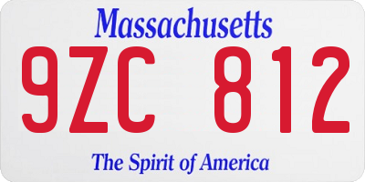 MA license plate 9ZC812