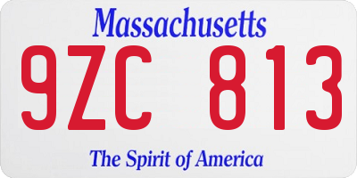 MA license plate 9ZC813