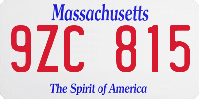 MA license plate 9ZC815