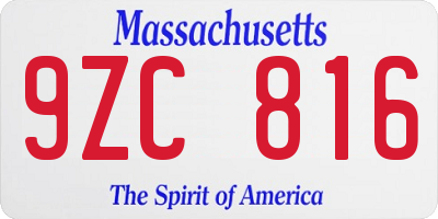 MA license plate 9ZC816