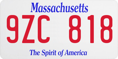 MA license plate 9ZC818