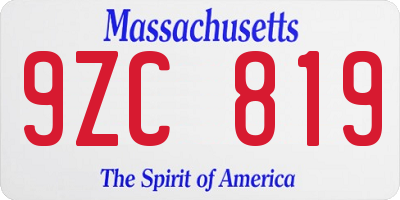 MA license plate 9ZC819