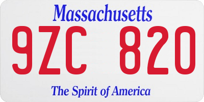 MA license plate 9ZC820