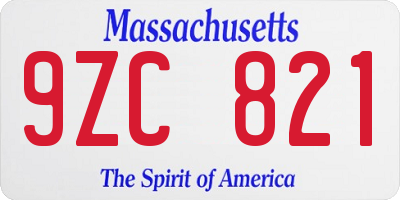 MA license plate 9ZC821