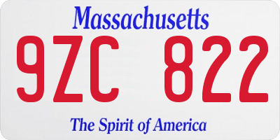 MA license plate 9ZC822