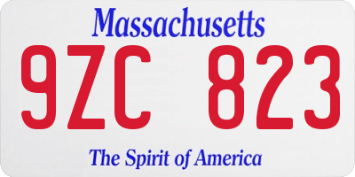 MA license plate 9ZC823