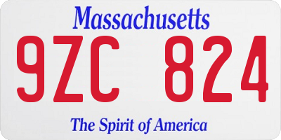 MA license plate 9ZC824