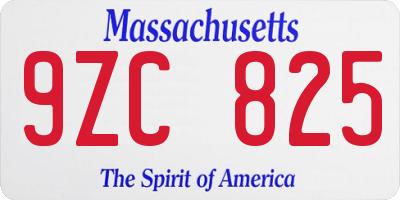 MA license plate 9ZC825