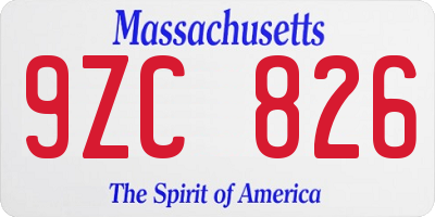 MA license plate 9ZC826