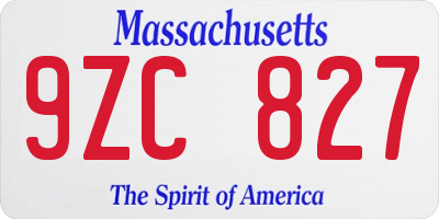 MA license plate 9ZC827