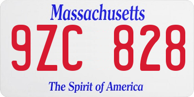 MA license plate 9ZC828