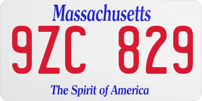 MA license plate 9ZC829