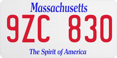 MA license plate 9ZC830