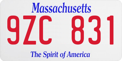 MA license plate 9ZC831