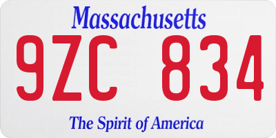 MA license plate 9ZC834