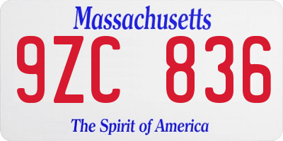 MA license plate 9ZC836