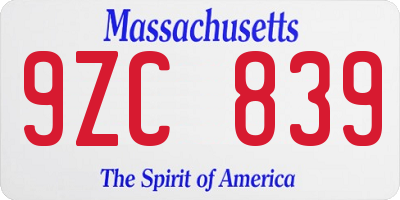 MA license plate 9ZC839