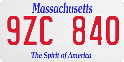MA license plate 9ZC840
