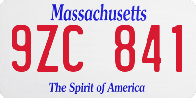 MA license plate 9ZC841