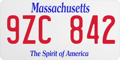 MA license plate 9ZC842