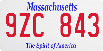 MA license plate 9ZC843