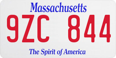 MA license plate 9ZC844