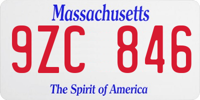 MA license plate 9ZC846