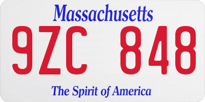 MA license plate 9ZC848