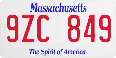 MA license plate 9ZC849