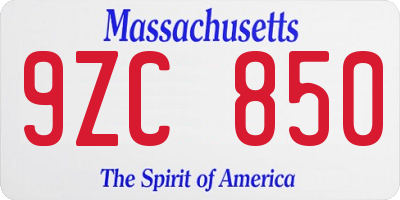 MA license plate 9ZC850