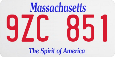 MA license plate 9ZC851
