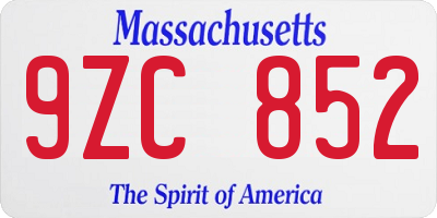 MA license plate 9ZC852